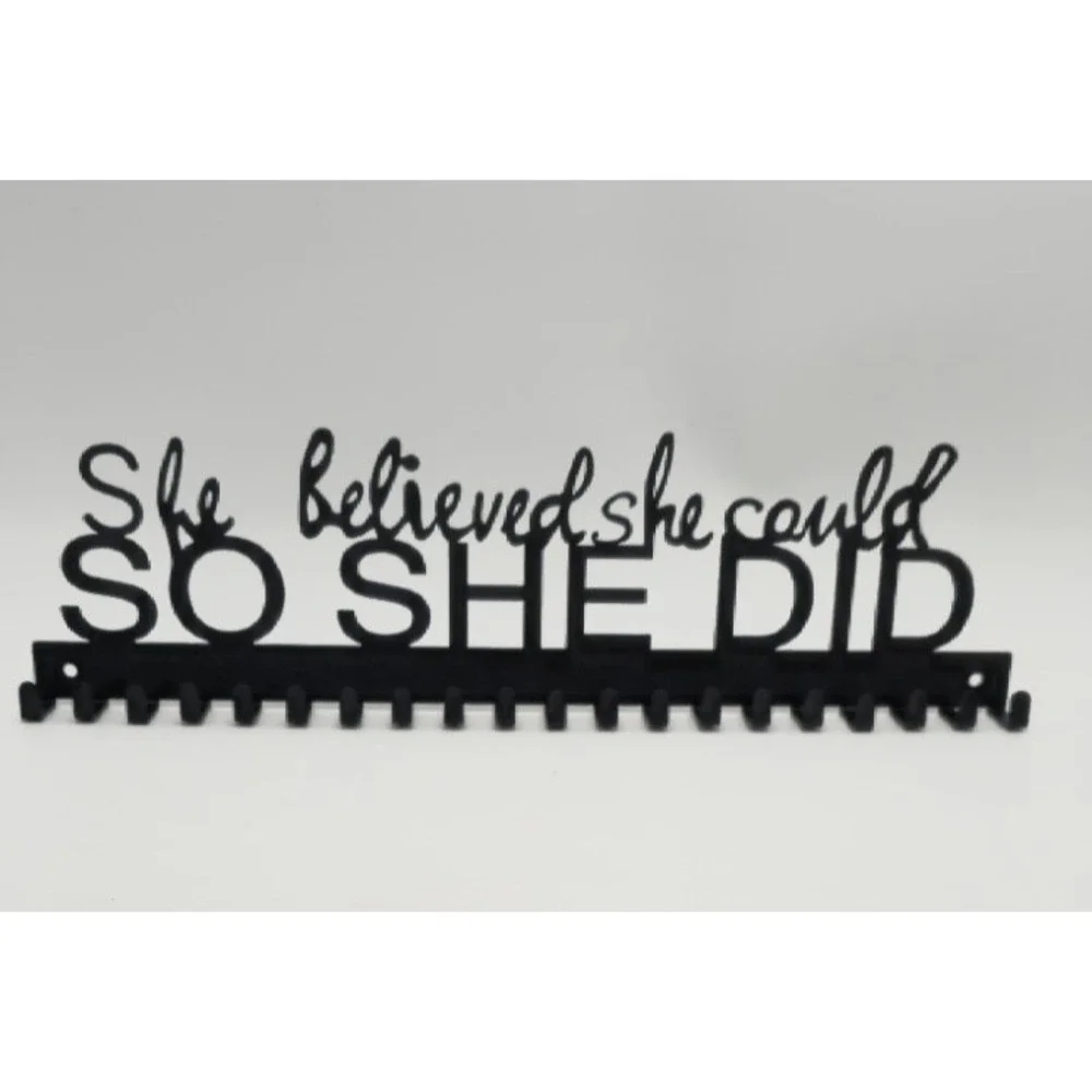 She Believed She Could So She Did Medal Award Display Rack Holder Hanger 20 Hook